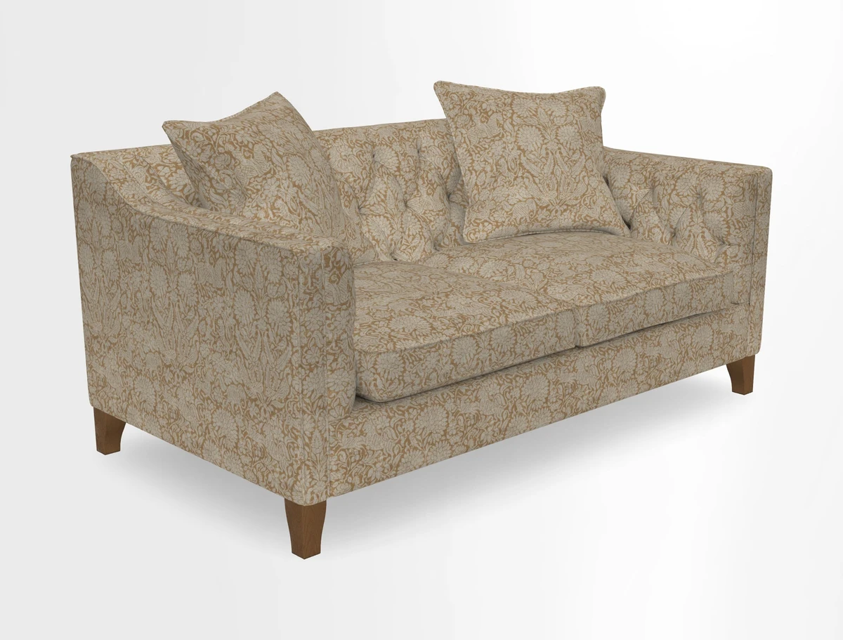 Haresfield 3 Seater Sofa in Linwood Omega Velvet Omega Airforce with Contrasting Piping