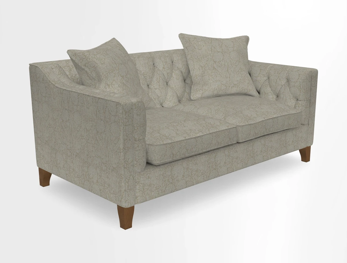 Haresfield 3 Seater Sofa in Linwood Omega Velvet Omega Airforce with Contrasting Piping