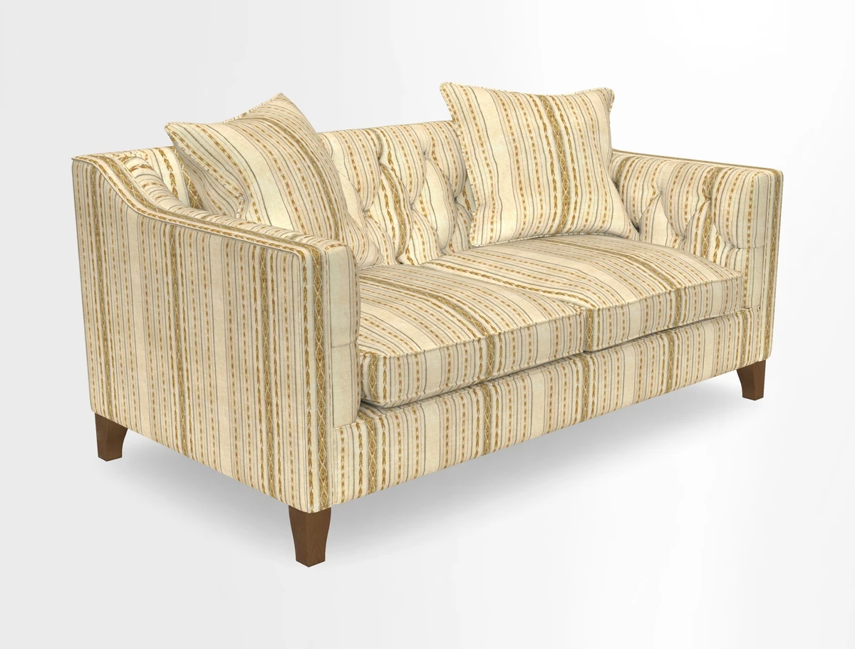 Haresfield 3 Seater Sofa in Linwood Omega Velvet Omega Airforce with Contrasting Piping