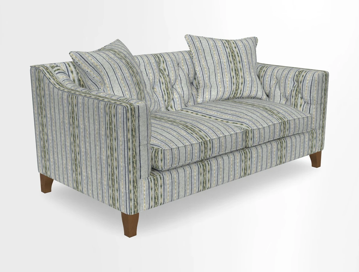 Haresfield 3 Seater Sofa in Linwood Omega Velvet Omega Airforce with Contrasting Piping
