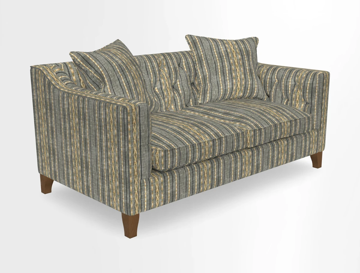 Haresfield 3 Seater Sofa in Linwood Omega Velvet Omega Airforce with Contrasting Piping