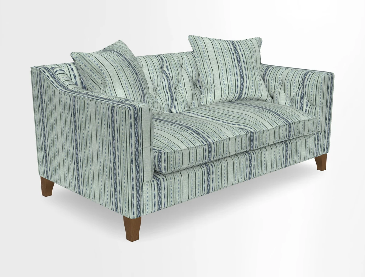 Haresfield 3 Seater Sofa in Linwood Omega Velvet Omega Airforce with Contrasting Piping
