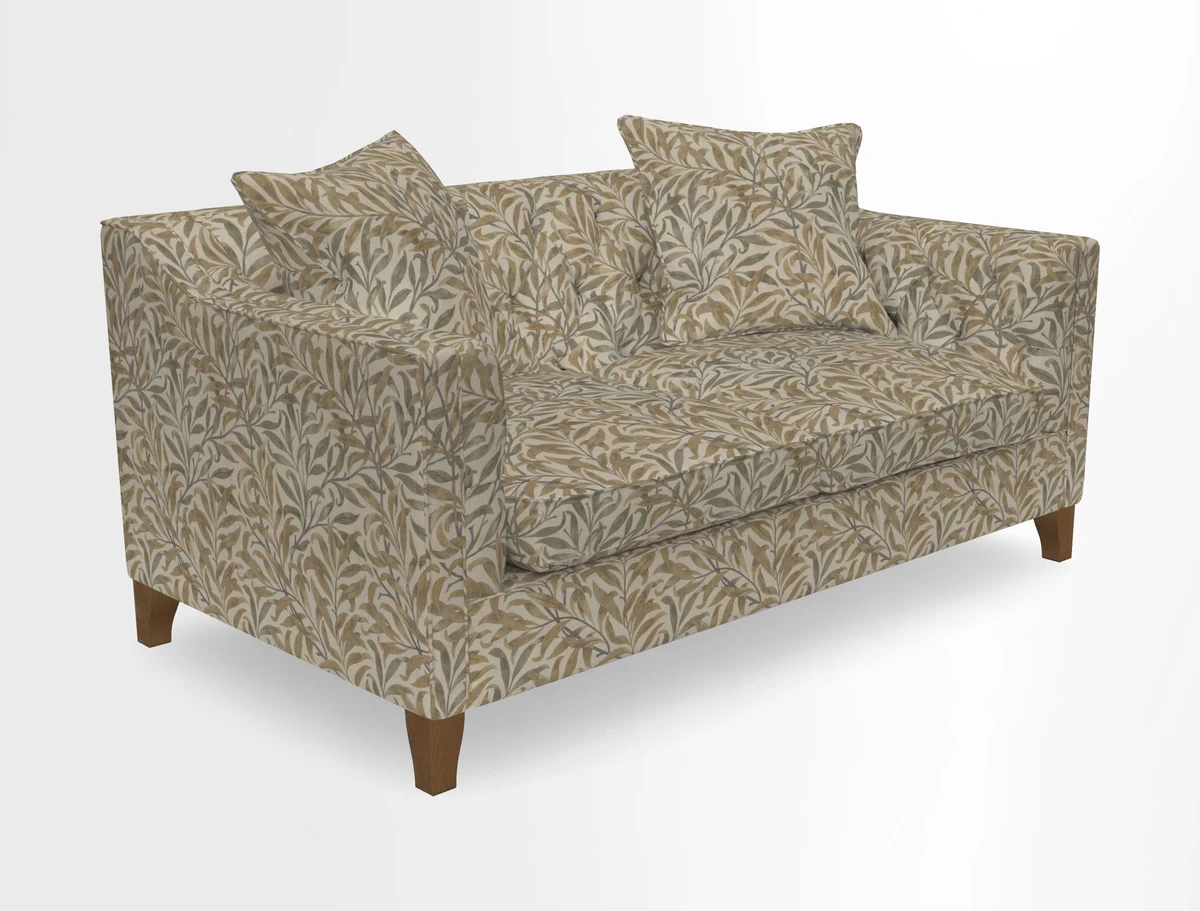 Haresfield 3 Seater Sofa in Linwood Omega Velvet Omega Airforce with Contrasting Piping