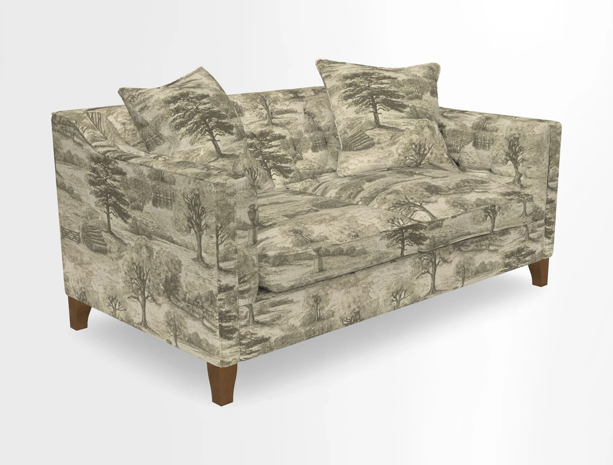 Haresfield 3 Seater Sofa in Linwood Omega Velvet Omega Airforce with Contrasting Piping