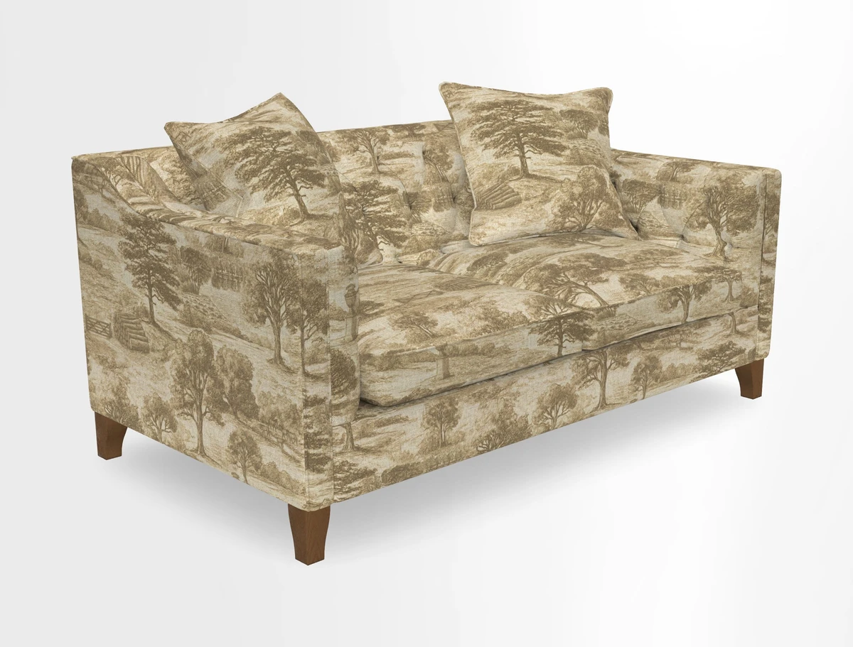 Haresfield 3 Seater Sofa in Linwood Omega Velvet Omega Airforce with Contrasting Piping