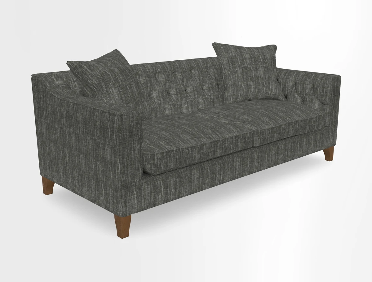 Haresfield 3 Seater Sofa in Linwood Omega Velvet Omega Airforce with Contrasting Piping