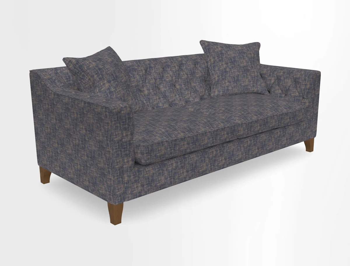 Haresfield 3 Seater Sofa in Linwood Omega Velvet Omega Airforce with Contrasting Piping