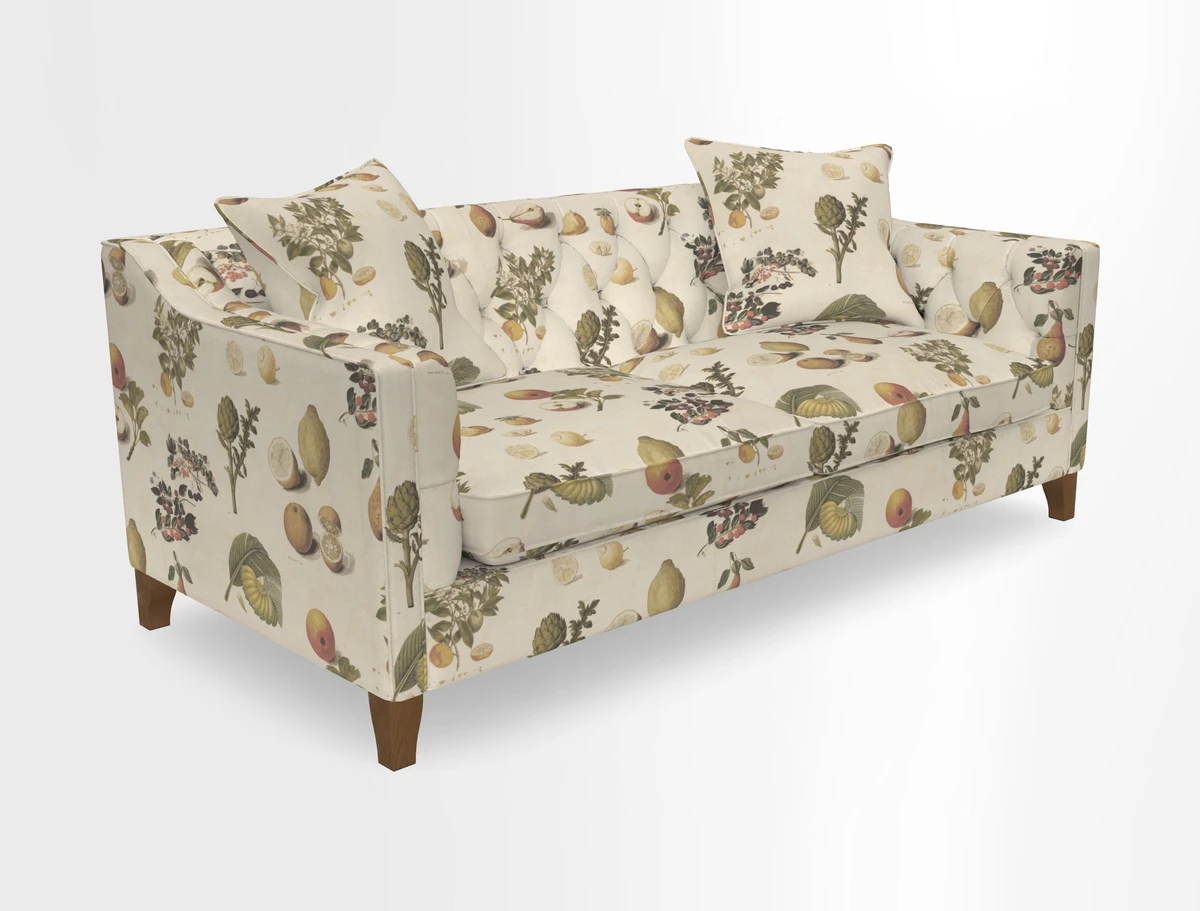 Haresfield 3 Seater Sofa in Linwood Omega Velvet Omega Airforce with Contrasting Piping