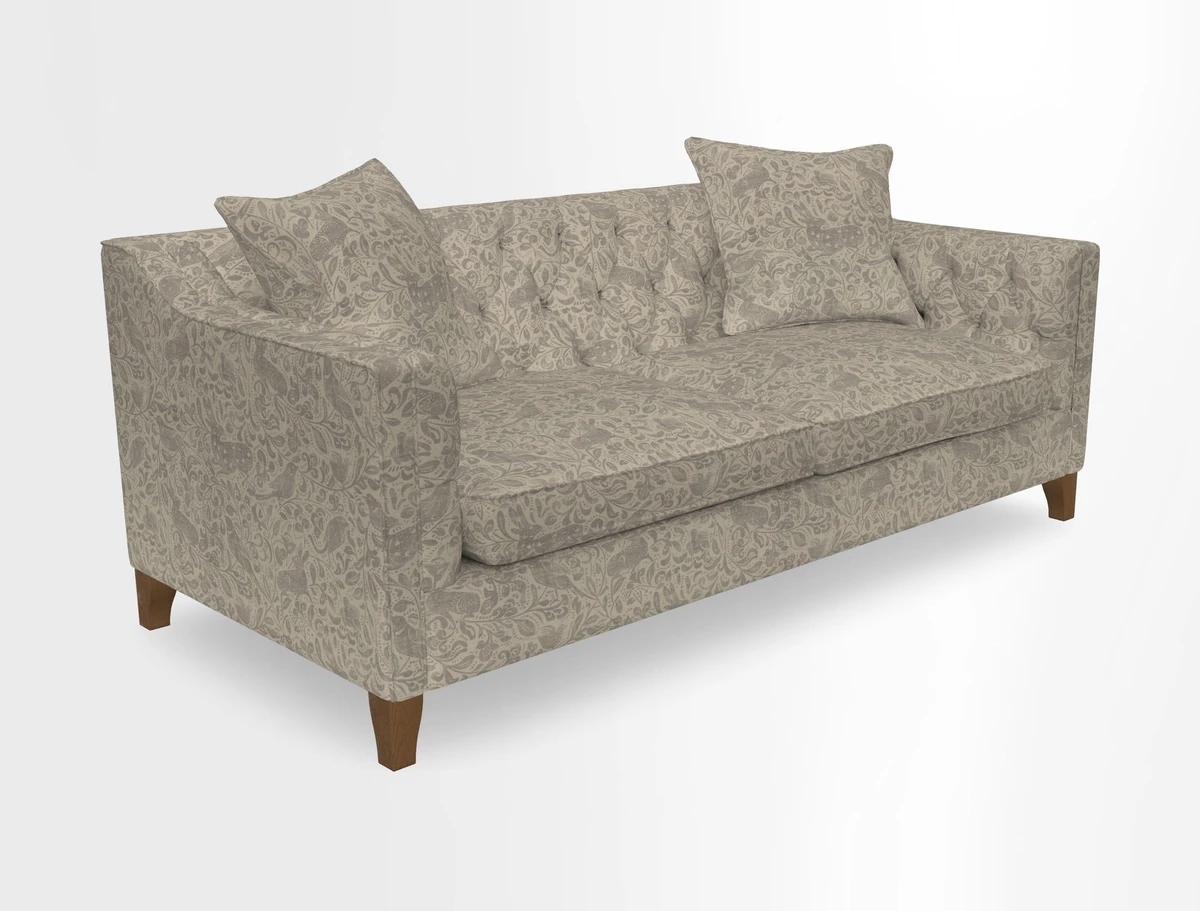 Haresfield 3 Seater Sofa in Linwood Omega Velvet Omega Airforce with Contrasting Piping