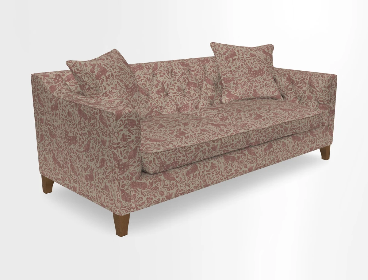 Haresfield 3 Seater Sofa in Linwood Omega Velvet Omega Airforce with Contrasting Piping