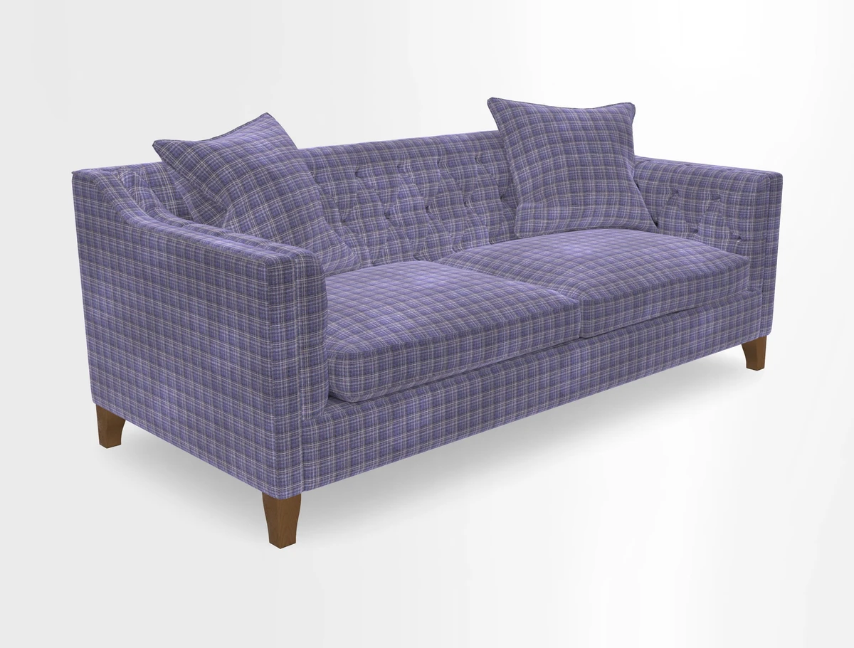 Haresfield 3 Seater Sofa in Linwood Omega Velvet Omega Airforce with Contrasting Piping