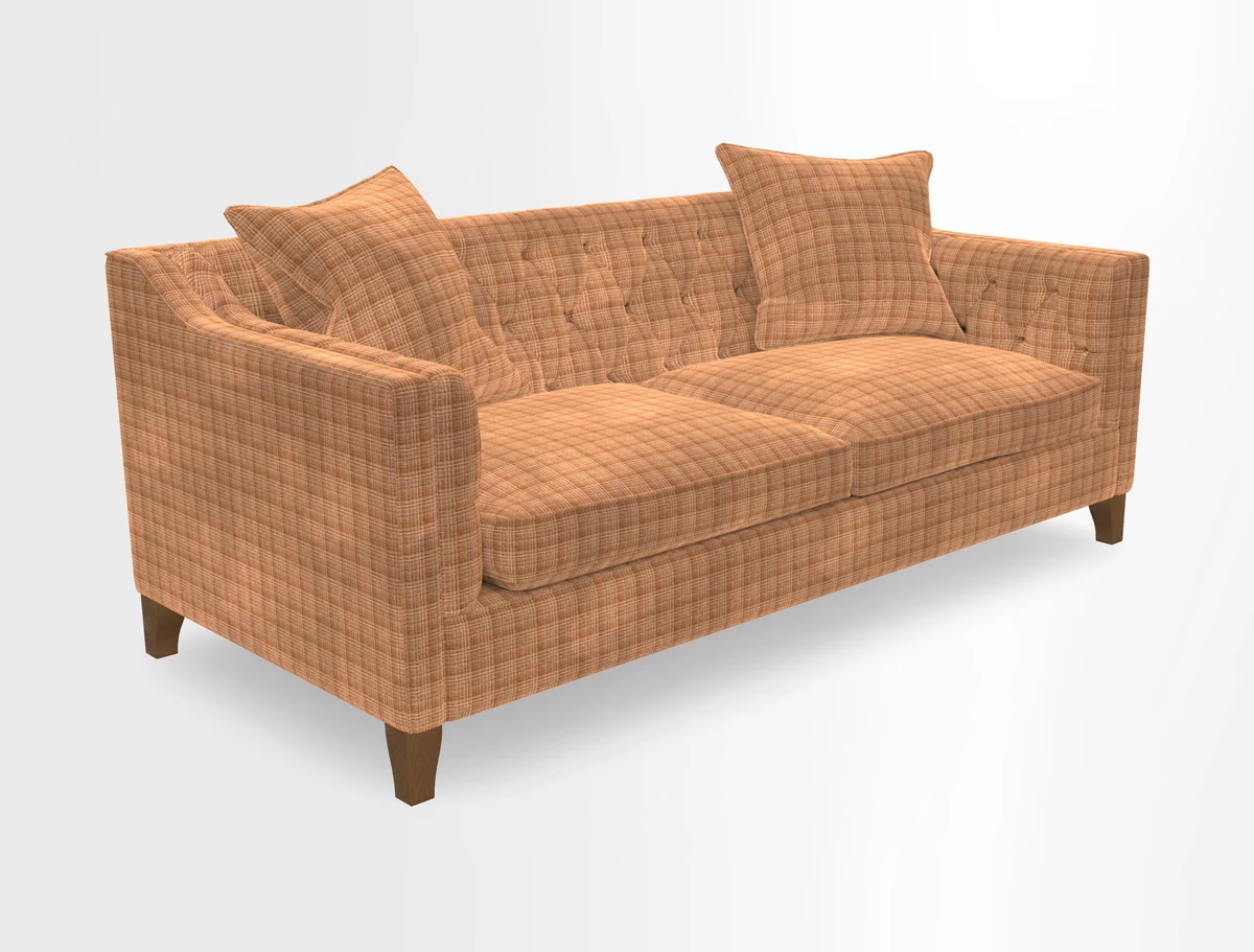 Haresfield 3 Seater Sofa in Linwood Omega Velvet Omega Airforce with Contrasting Piping