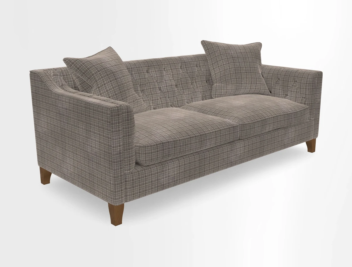 Haresfield 3 Seater Sofa in Linwood Omega Velvet Omega Airforce with Contrasting Piping