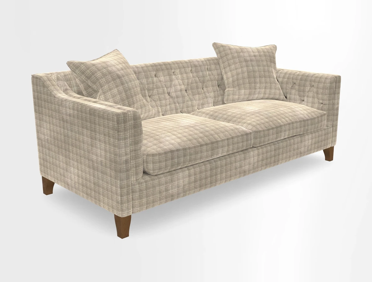 Haresfield 3 Seater Sofa in Linwood Omega Velvet Omega Airforce with Contrasting Piping