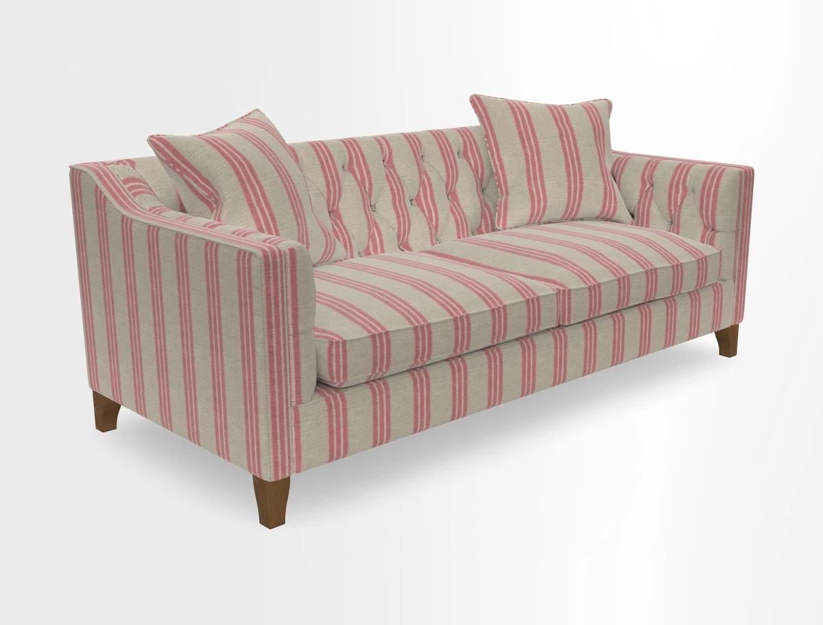 Haresfield 3 Seater Sofa in Linwood Omega Velvet Omega Airforce with Contrasting Piping