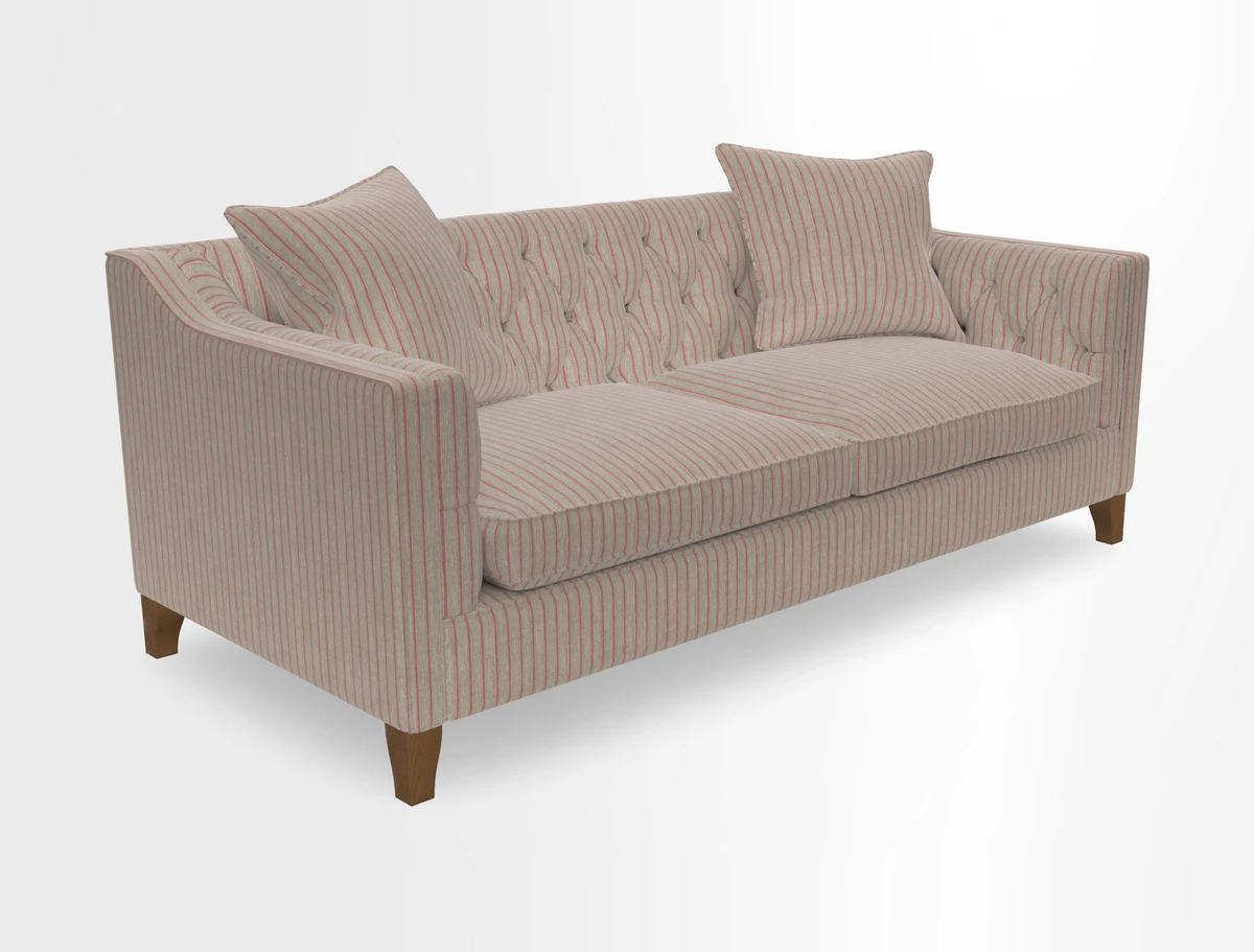 Haresfield 3 Seater Sofa in Linwood Omega Velvet Omega Airforce with Contrasting Piping