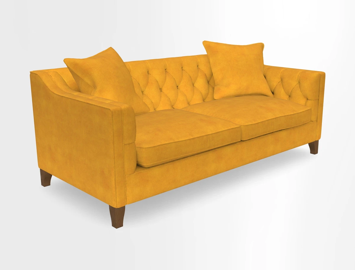 Haresfield 3 Seater Sofa in Linwood Omega Velvet Omega Airforce with Contrasting Piping