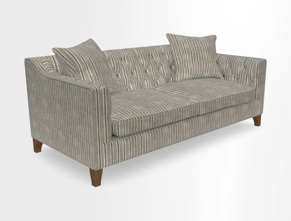 Haresfield 3 Seater Sofa in Linwood Omega Velvet Omega Airforce with Contrasting Piping