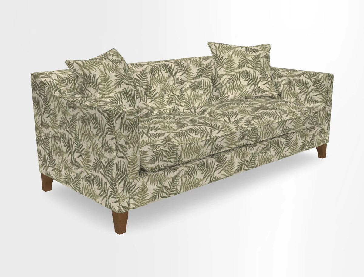 Haresfield 3 Seater Sofa in Linwood Omega Velvet Omega Airforce with Contrasting Piping