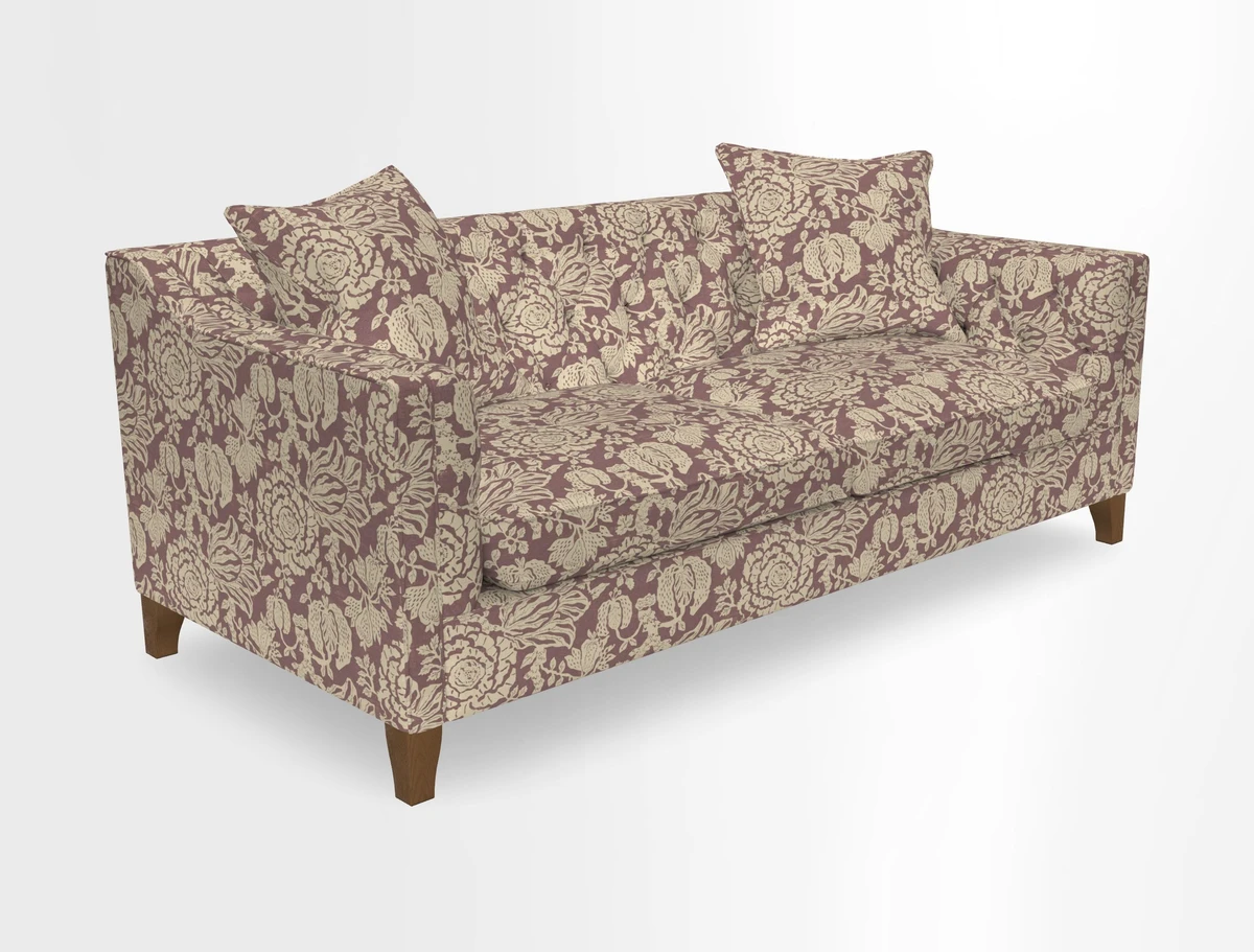 Haresfield 3 Seater Sofa in Linwood Omega Velvet Omega Airforce with Contrasting Piping