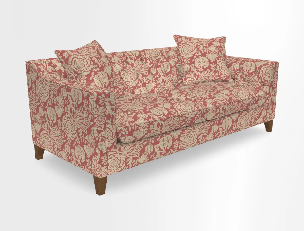 Haresfield 3 Seater Sofa in Linwood Omega Velvet Omega Airforce with Contrasting Piping