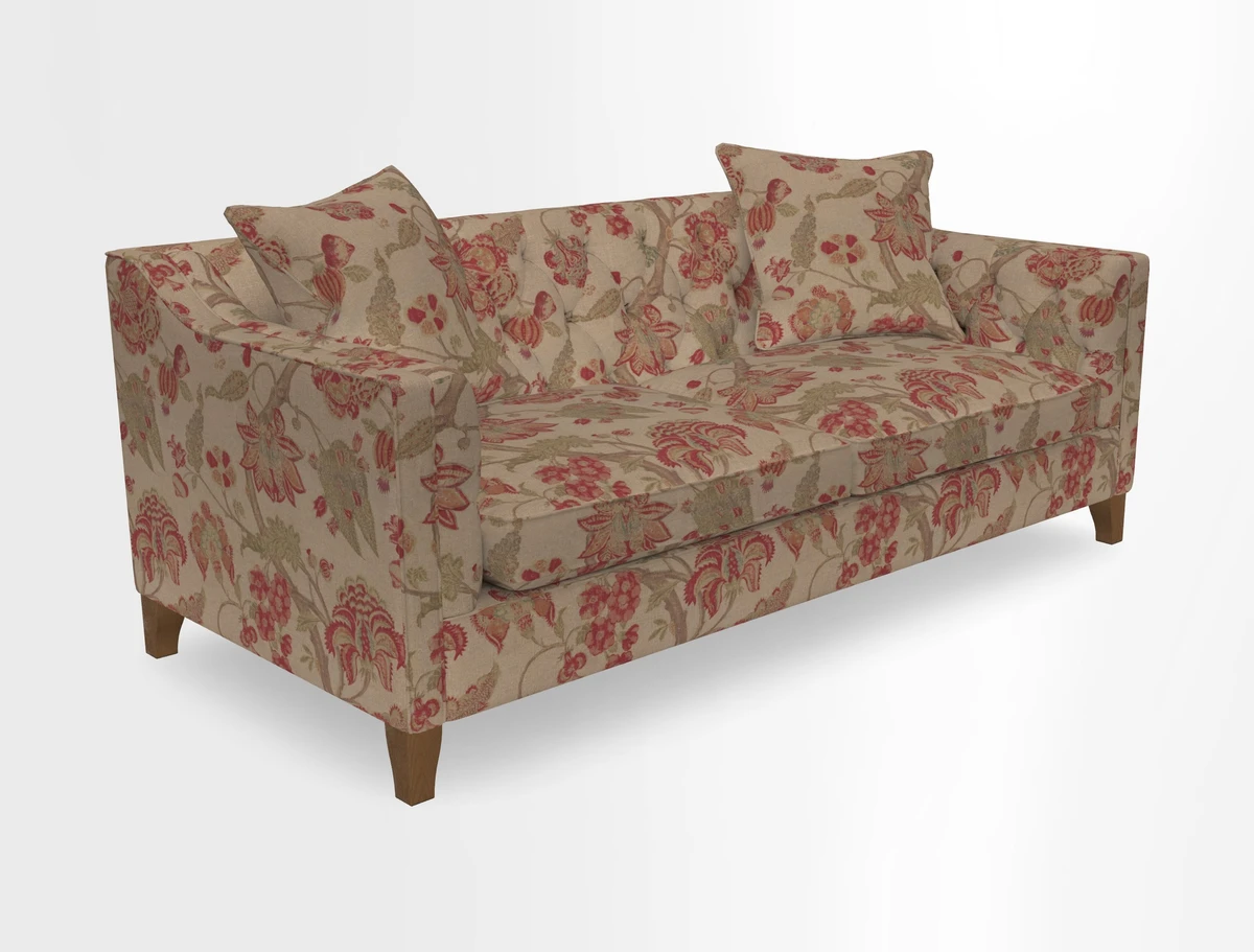 Haresfield 3 Seater Sofa in Linwood Omega Velvet Omega Airforce with Contrasting Piping