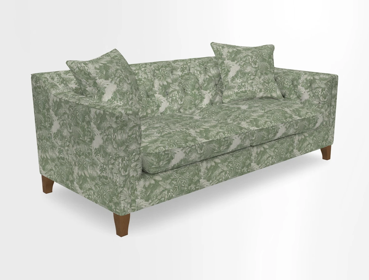 Haresfield 3 Seater Sofa in Linwood Omega Velvet Omega Airforce with Contrasting Piping