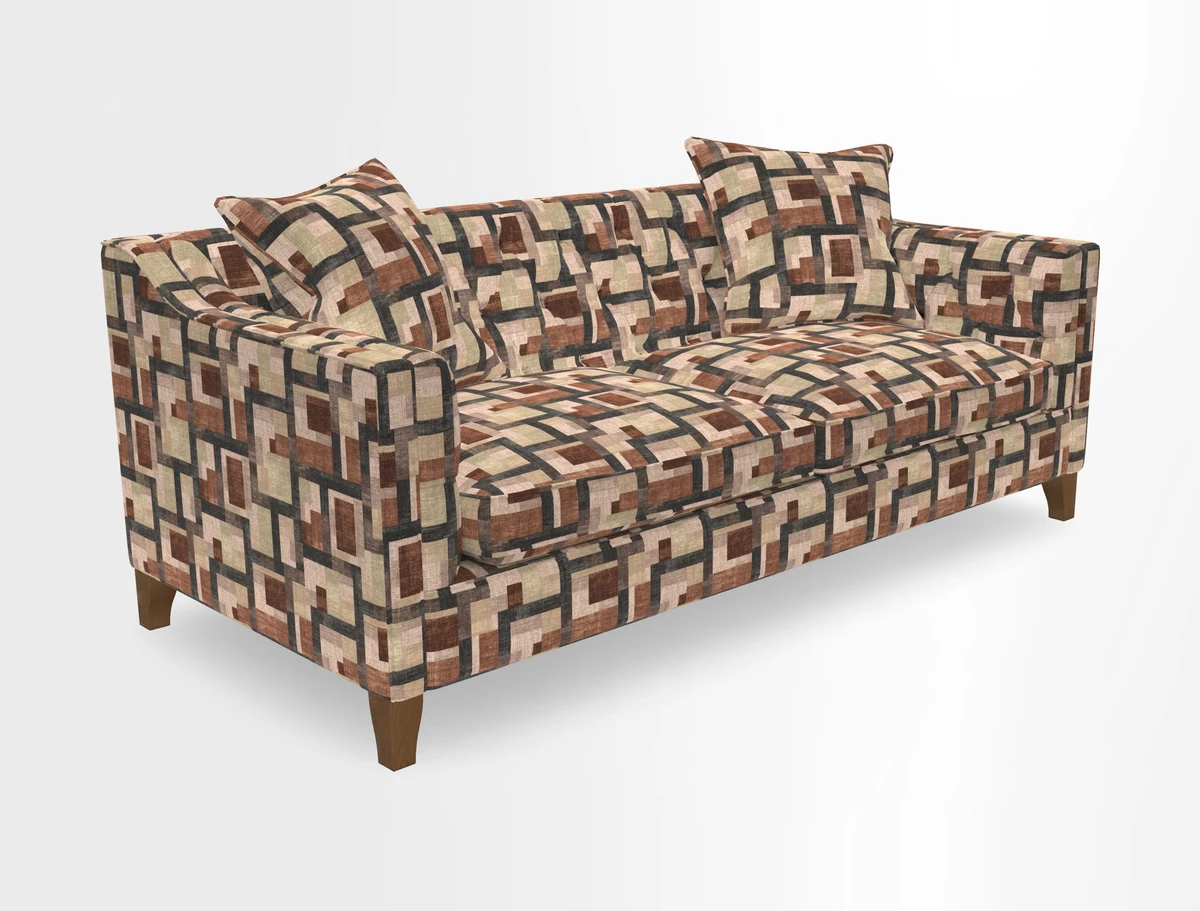 Haresfield 3 Seater Sofa in Linwood Omega Velvet Omega Airforce with Contrasting Piping