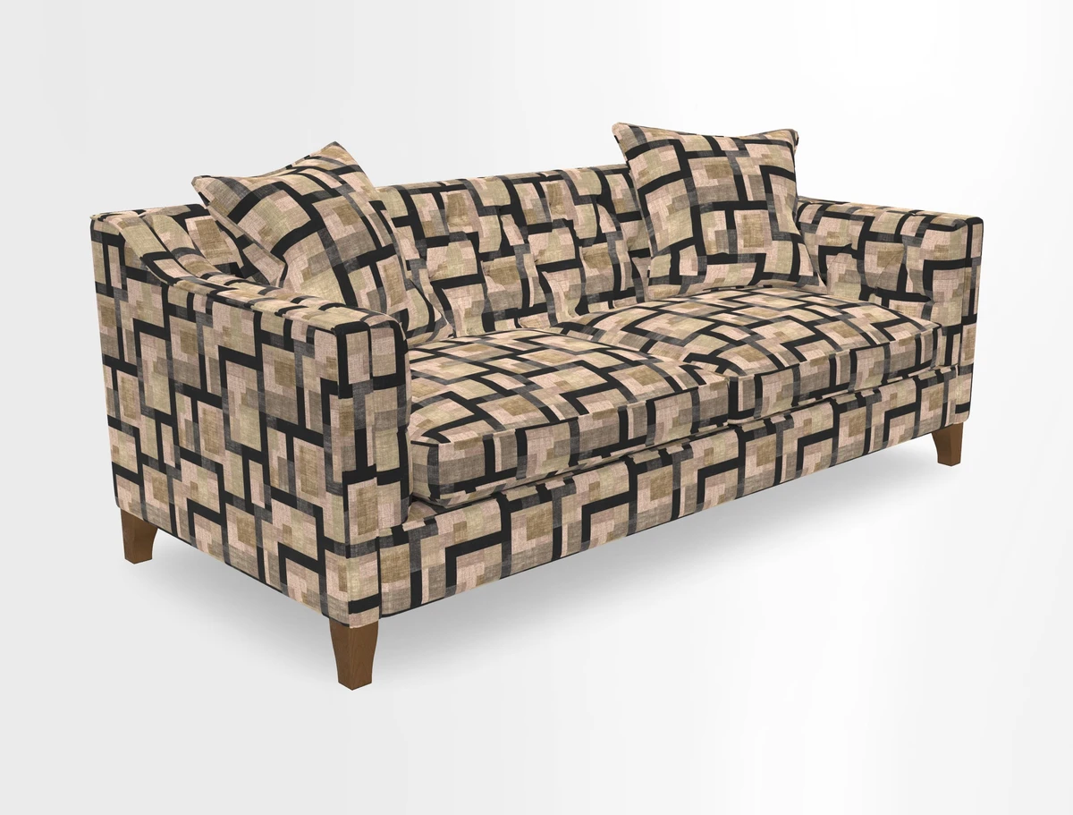 Haresfield 3 Seater Sofa in Linwood Omega Velvet Omega Airforce with Contrasting Piping