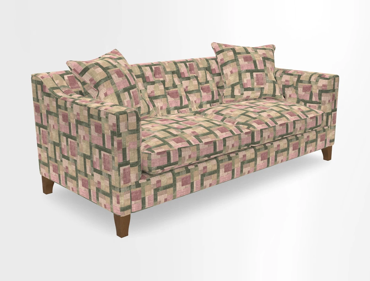 Haresfield 3 Seater Sofa in Linwood Omega Velvet Omega Airforce with Contrasting Piping
