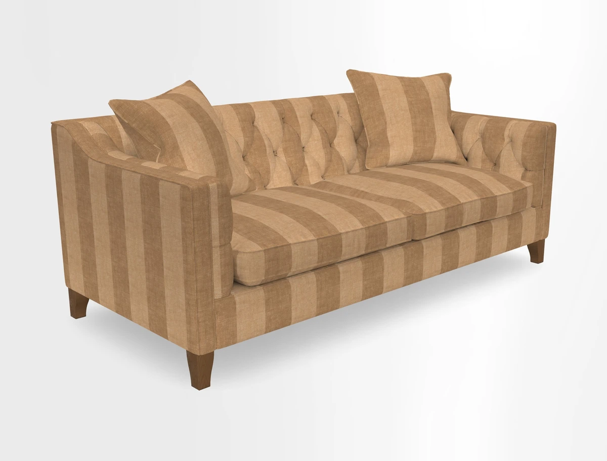 Haresfield 3 Seater Sofa in Linwood Omega Velvet Omega Airforce with Contrasting Piping