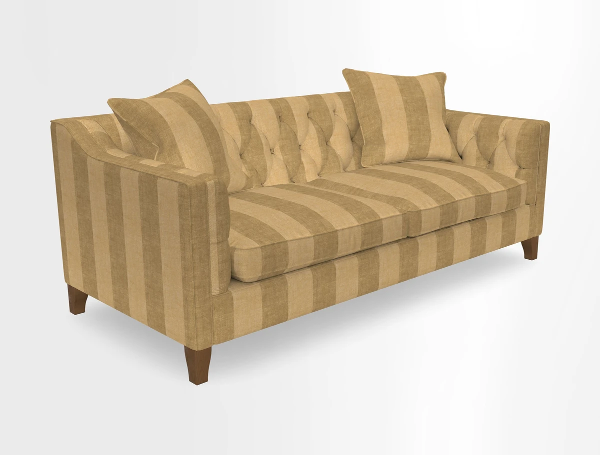 Haresfield 3 Seater Sofa in Linwood Omega Velvet Omega Airforce with Contrasting Piping