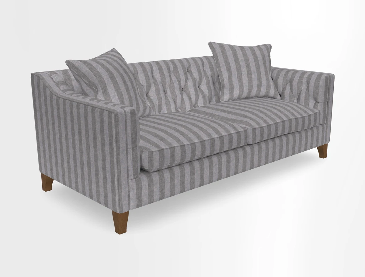 Haresfield 3 Seater Sofa in Linwood Omega Velvet Omega Airforce with Contrasting Piping