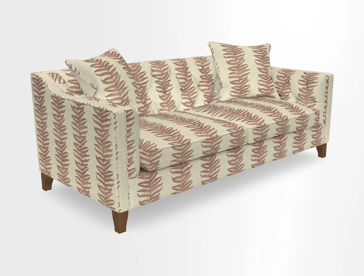 Haresfield 3 Seater Sofa in Linwood Omega Velvet Omega Airforce with Contrasting Piping
