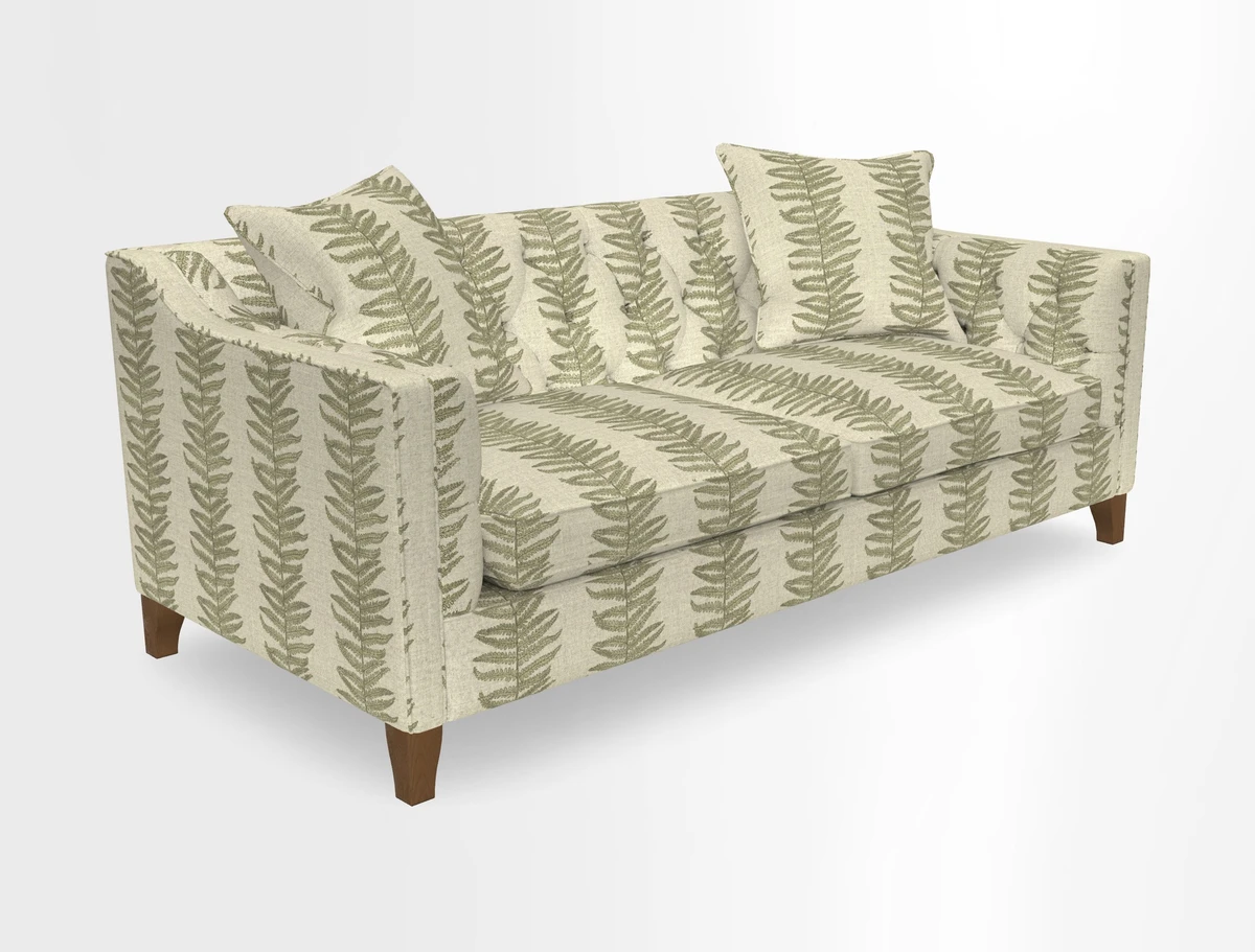 Haresfield 3 Seater Sofa in Linwood Omega Velvet Omega Airforce with Contrasting Piping