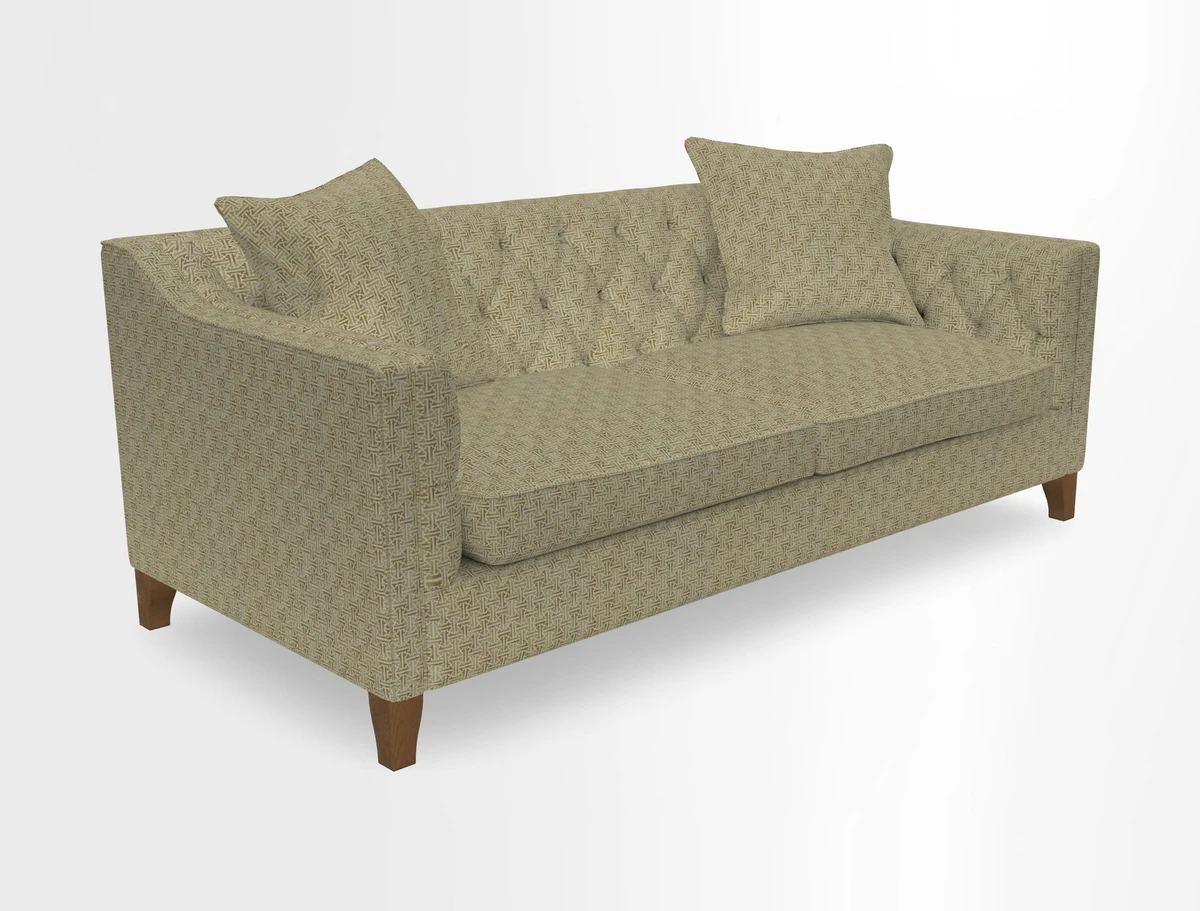 Haresfield 3 Seater Sofa in Linwood Omega Velvet Omega Airforce with Contrasting Piping