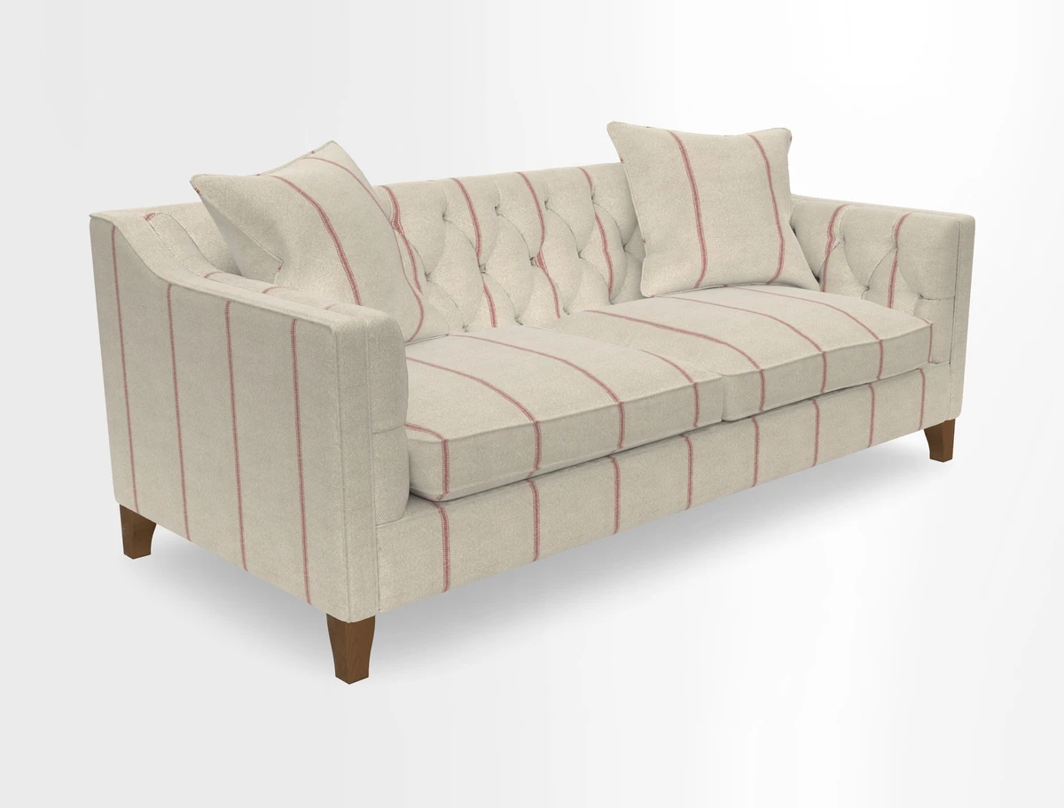 Haresfield 3 Seater Sofa in Linwood Omega Velvet Omega Airforce with Contrasting Piping