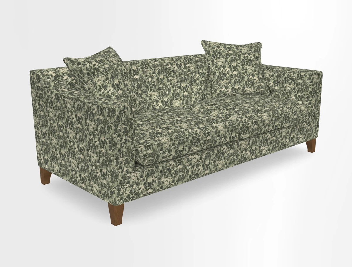 Haresfield 3 Seater Sofa in Linwood Omega Velvet Omega Airforce with Contrasting Piping