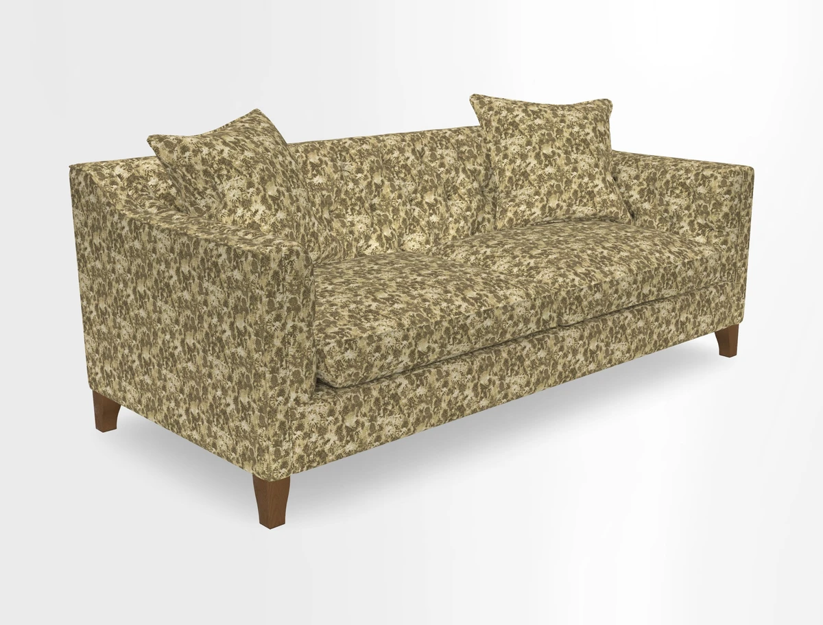 Haresfield 3 Seater Sofa in Linwood Omega Velvet Omega Airforce with Contrasting Piping