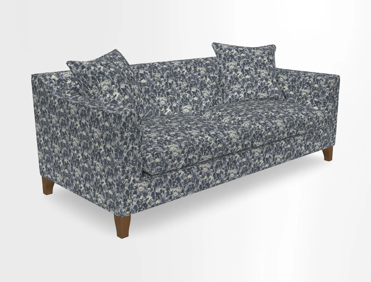 Haresfield 3 Seater Sofa in Linwood Omega Velvet Omega Airforce with Contrasting Piping