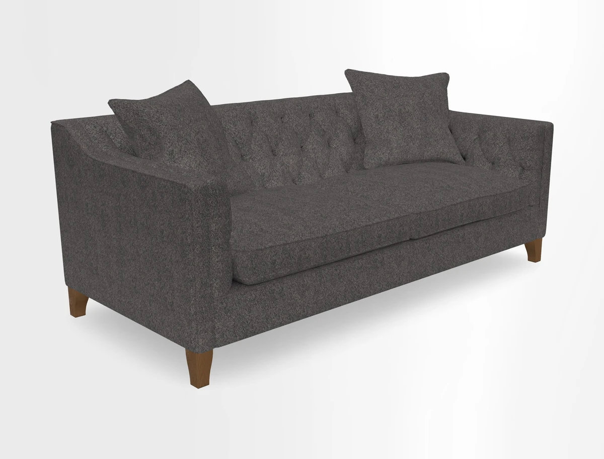 Haresfield 3 Seater Sofa in Linwood Omega Velvet Omega Airforce with Contrasting Piping