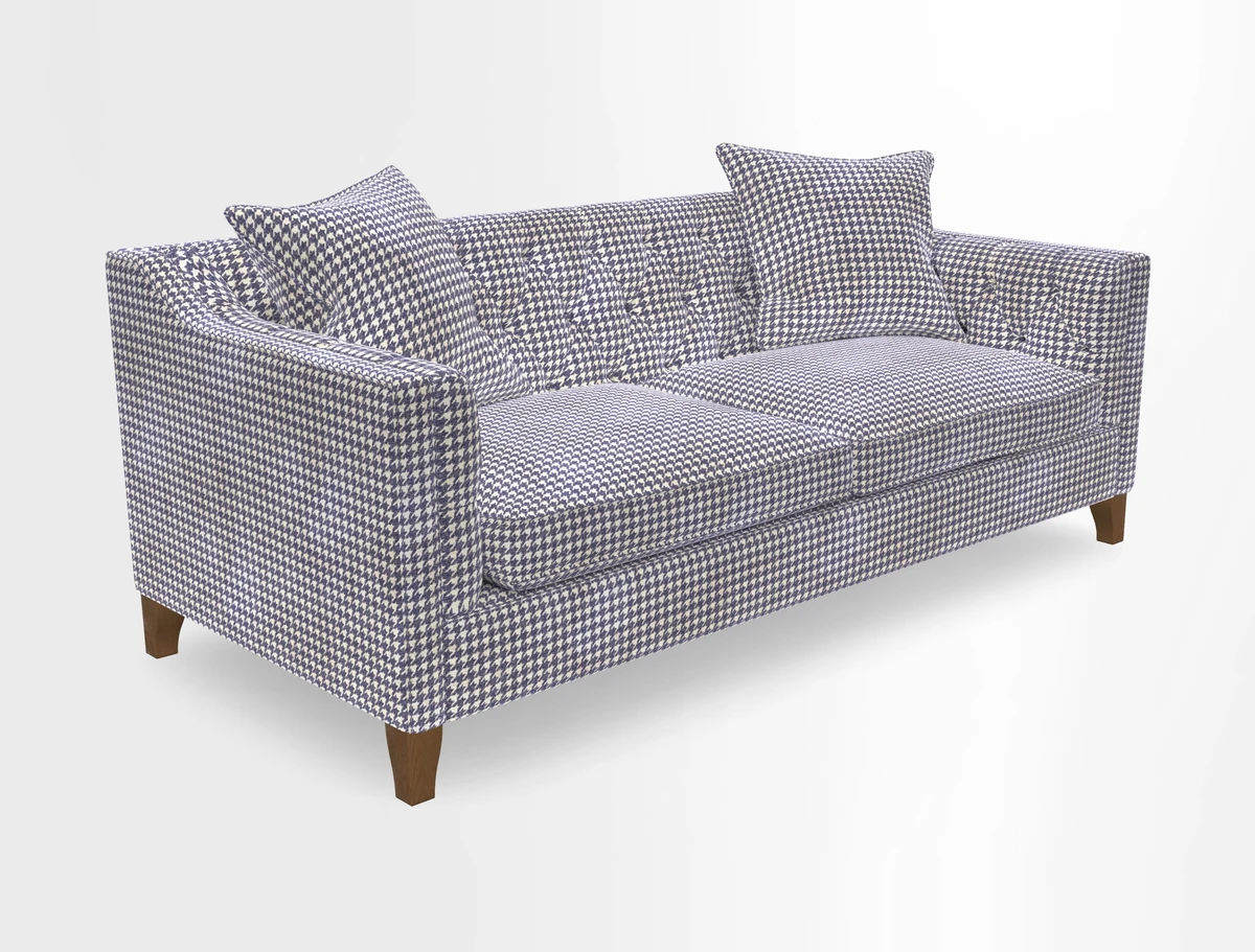 Haresfield 3 Seater Sofa in Linwood Omega Velvet Omega Airforce with Contrasting Piping