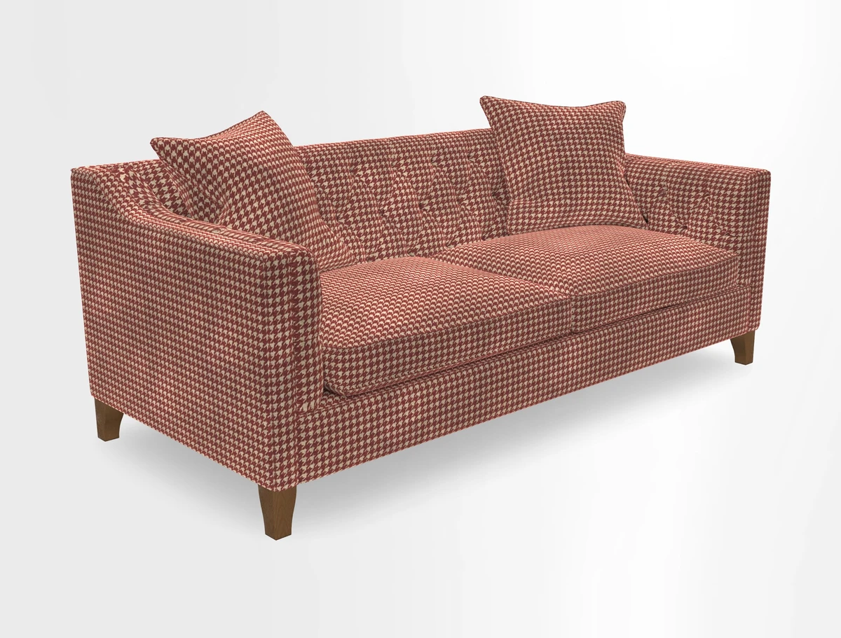 Haresfield 3 Seater Sofa in Linwood Omega Velvet Omega Airforce with Contrasting Piping
