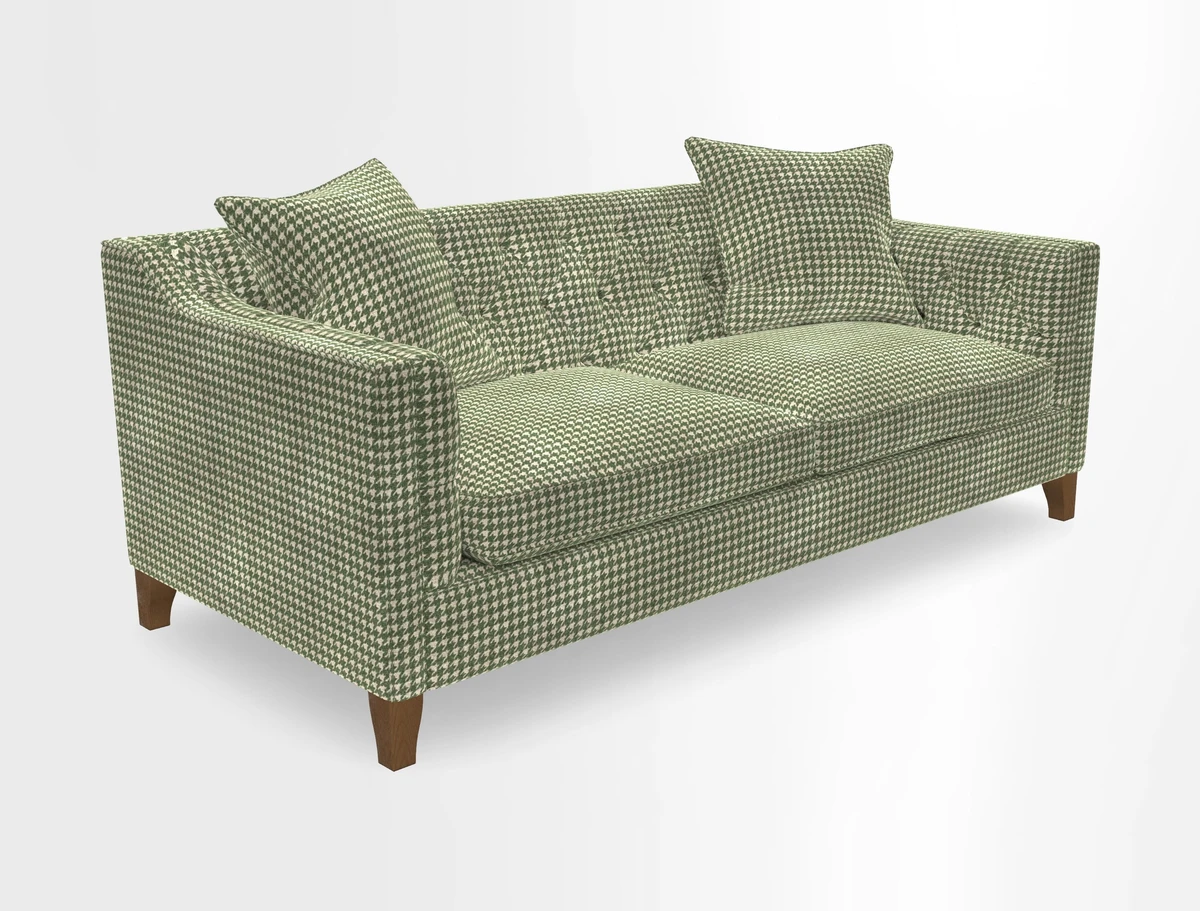 Haresfield 3 Seater Sofa in Linwood Omega Velvet Omega Airforce with Contrasting Piping