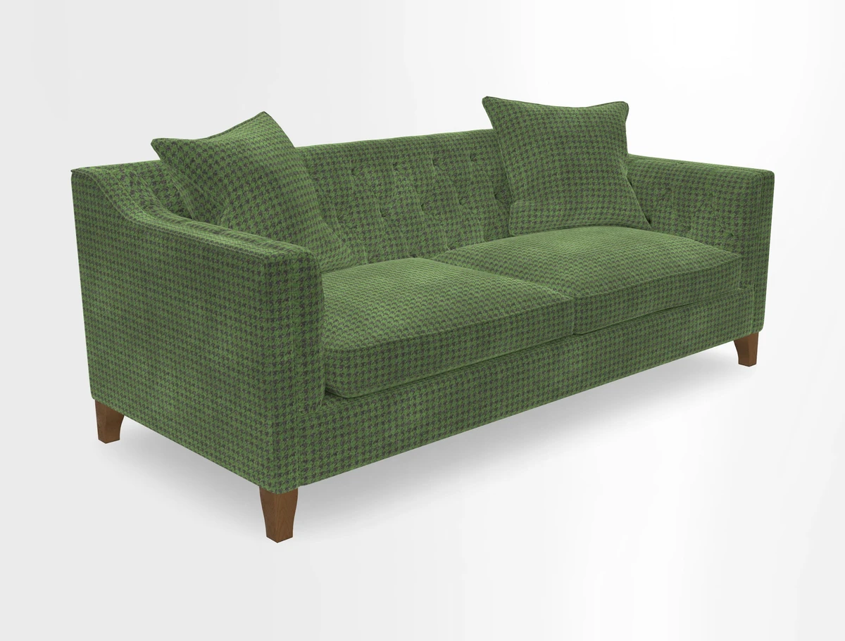 Haresfield 3 Seater Sofa in Linwood Omega Velvet Omega Airforce with Contrasting Piping