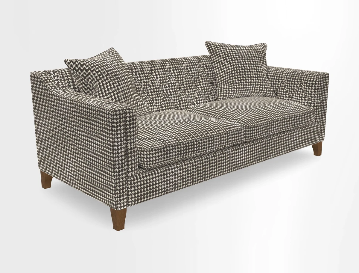 Haresfield 3 Seater Sofa in Linwood Omega Velvet Omega Airforce with Contrasting Piping