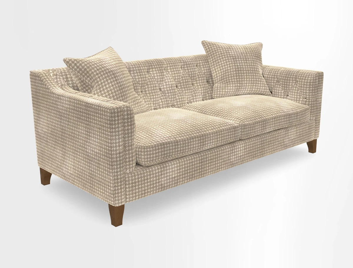 Haresfield 3 Seater Sofa in Linwood Omega Velvet Omega Airforce with Contrasting Piping