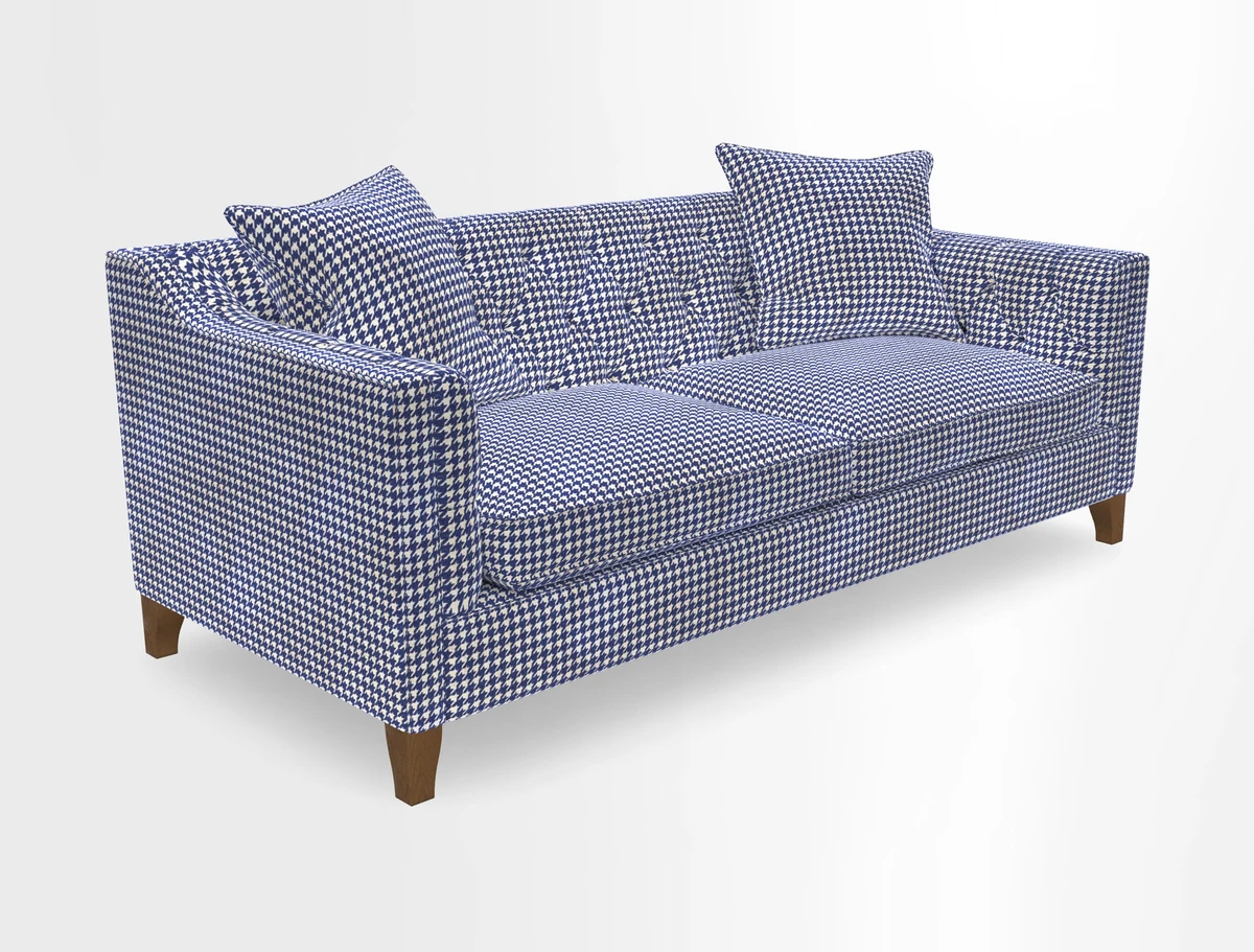 Haresfield 3 Seater Sofa in Linwood Omega Velvet Omega Airforce with Contrasting Piping