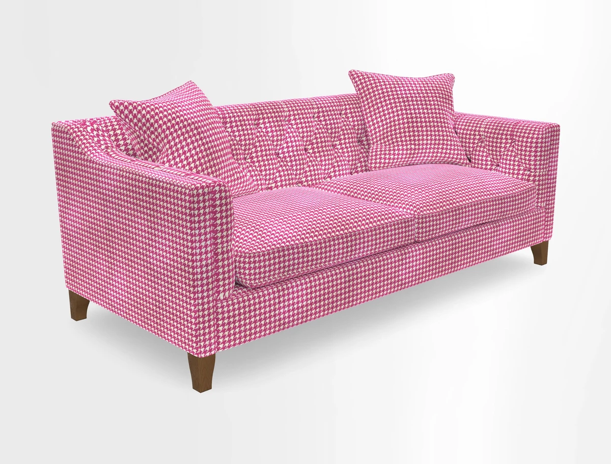 Haresfield 3 Seater Sofa in Linwood Omega Velvet Omega Airforce with Contrasting Piping