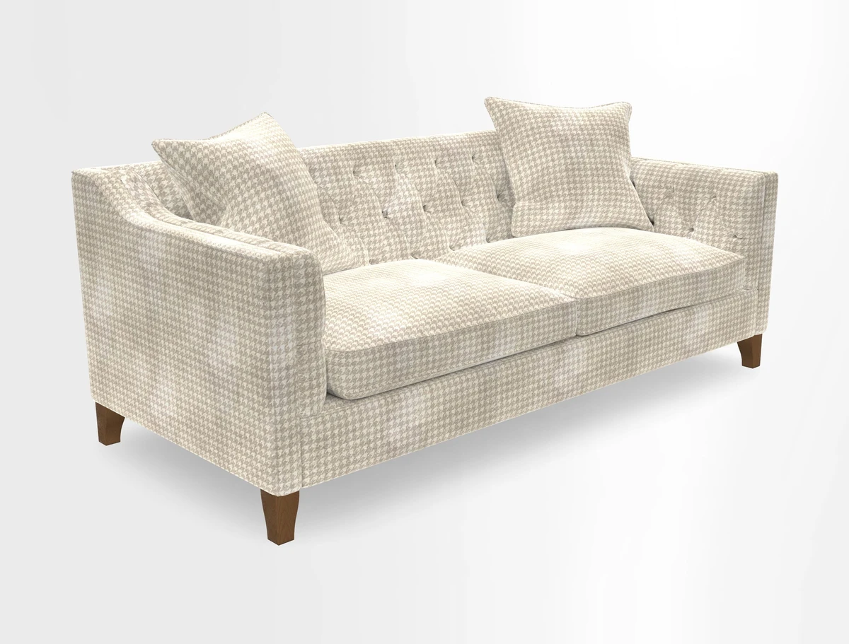 Haresfield 3 Seater Sofa in Linwood Omega Velvet Omega Airforce with Contrasting Piping